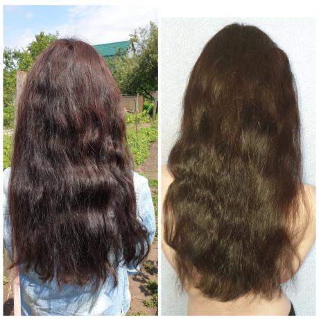 Vlasy poté v různých světelných podmínkách 
